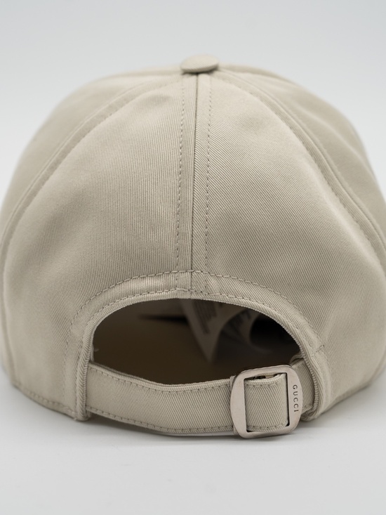 size S Gucci White Logo Embroidered Cotton Baseball Cap Hat Cream Beige main image 5